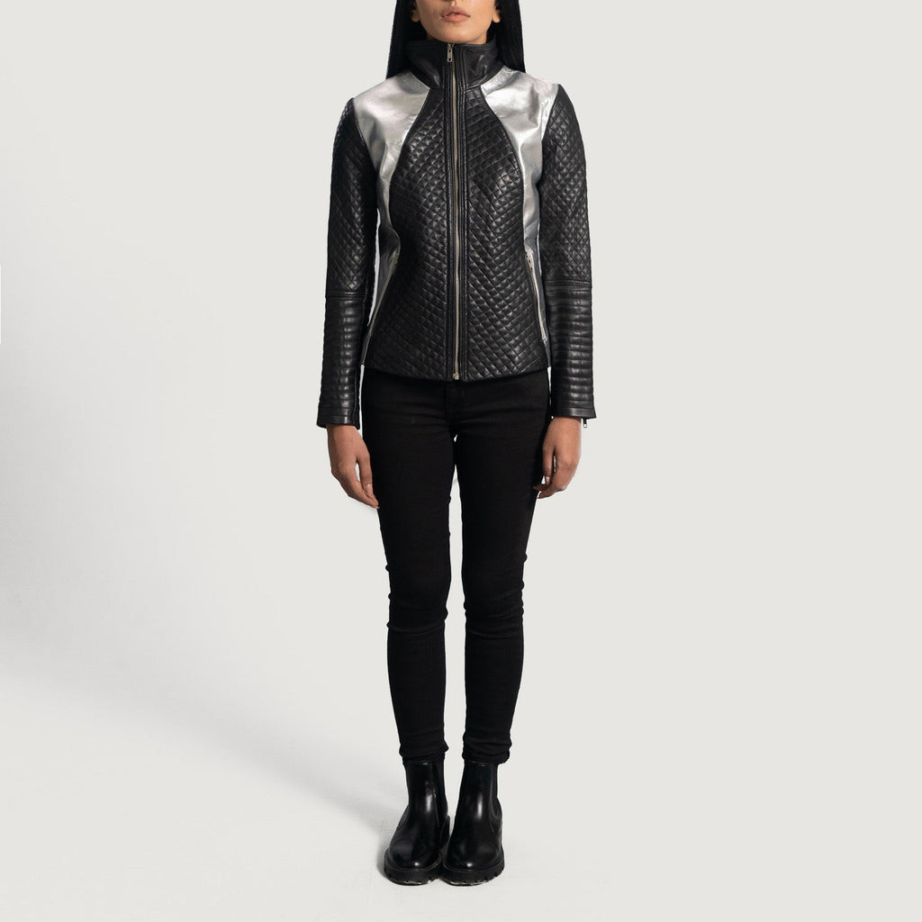 Alia Black Metallic Aniline Sheepskin Moto Jacket