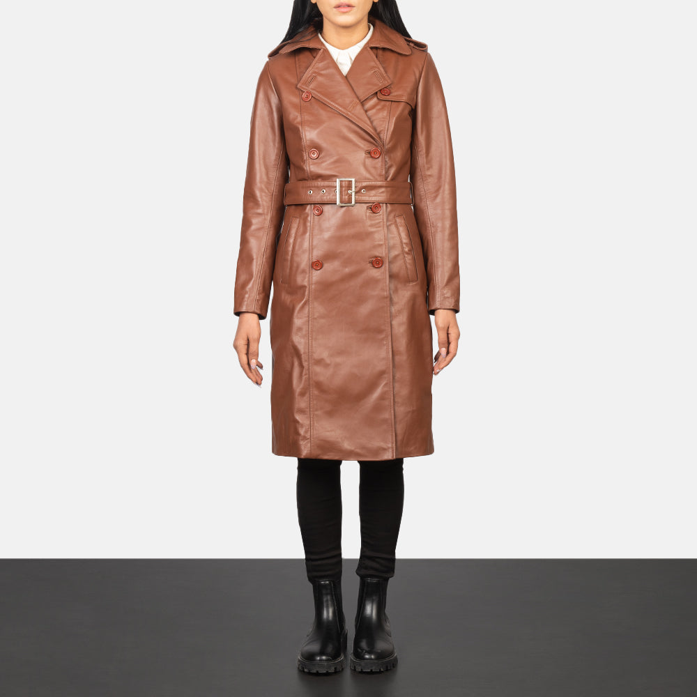 Alice Brown Cowhide Double Breasted Leather Coat
