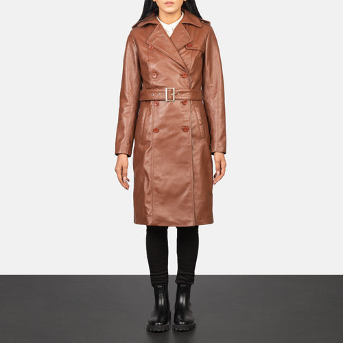 Alice Brown Cowhide Double Breasted Leather Coat