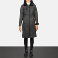 Alina Distressed Black Shearling Sheepskin Leather Coat