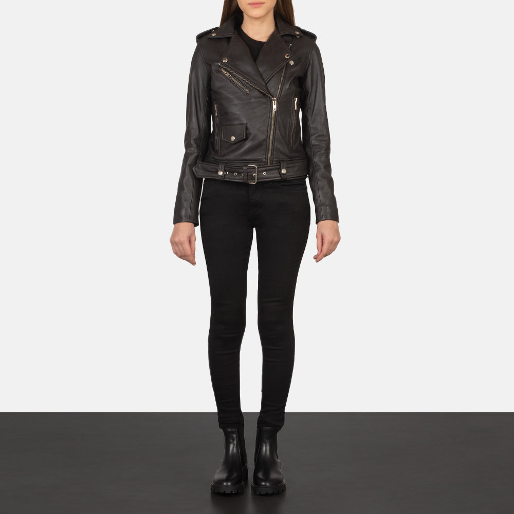 Alison Brown Semi-Aniline Sheepskin Belted Moto Jacket