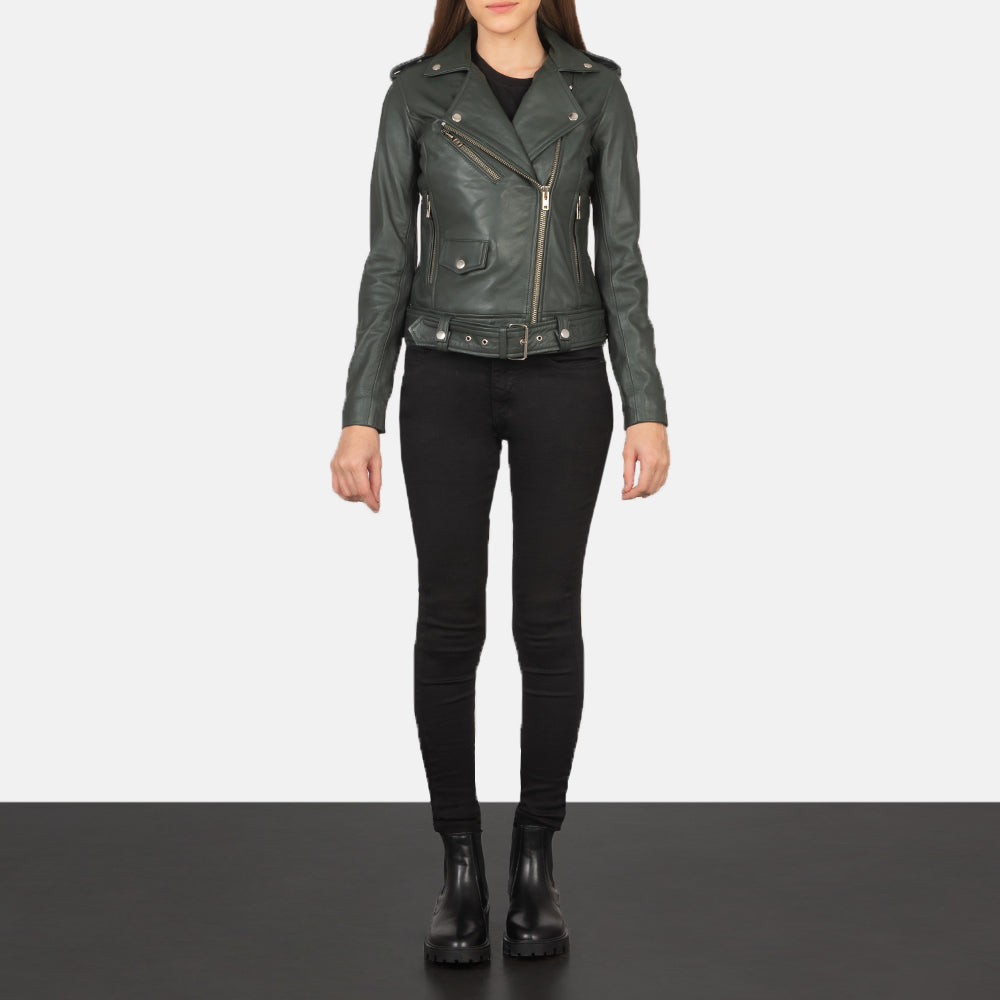 Alison Green Semi-Aniline Sheepskin Belted Moto Jacket