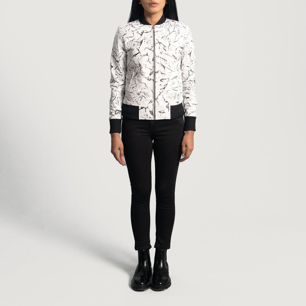 Donna Blake White Sheepskin Bomber Jacket