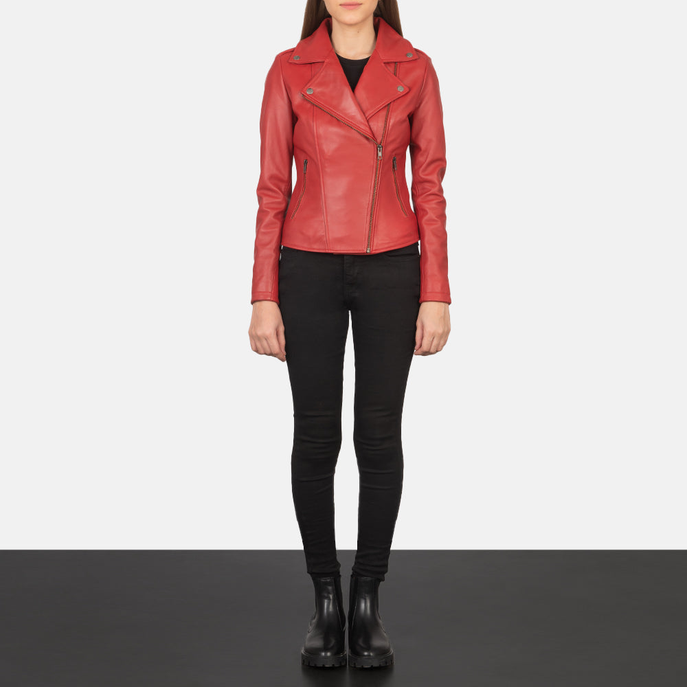 Flashback Red Leather Moto Jacket