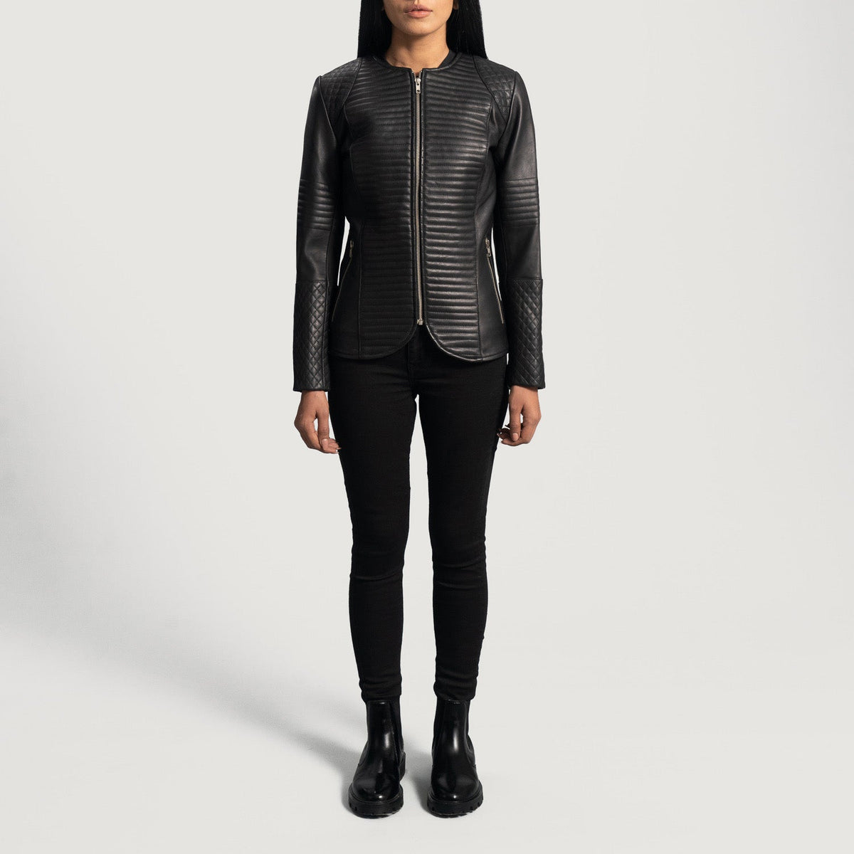 Nexi Quilted Black Sheepskin Jacket