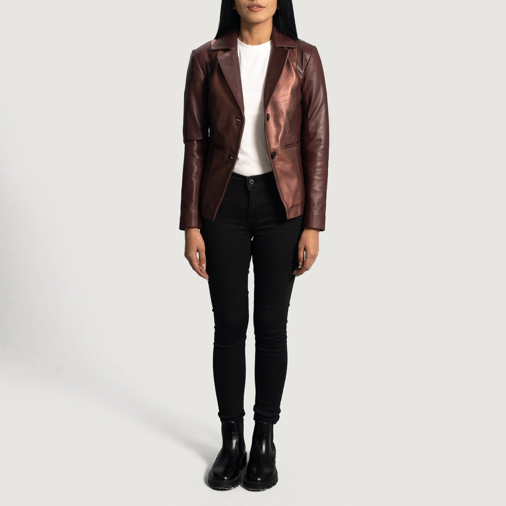 Ruby Metallic Maroon Sheepskin Blazer