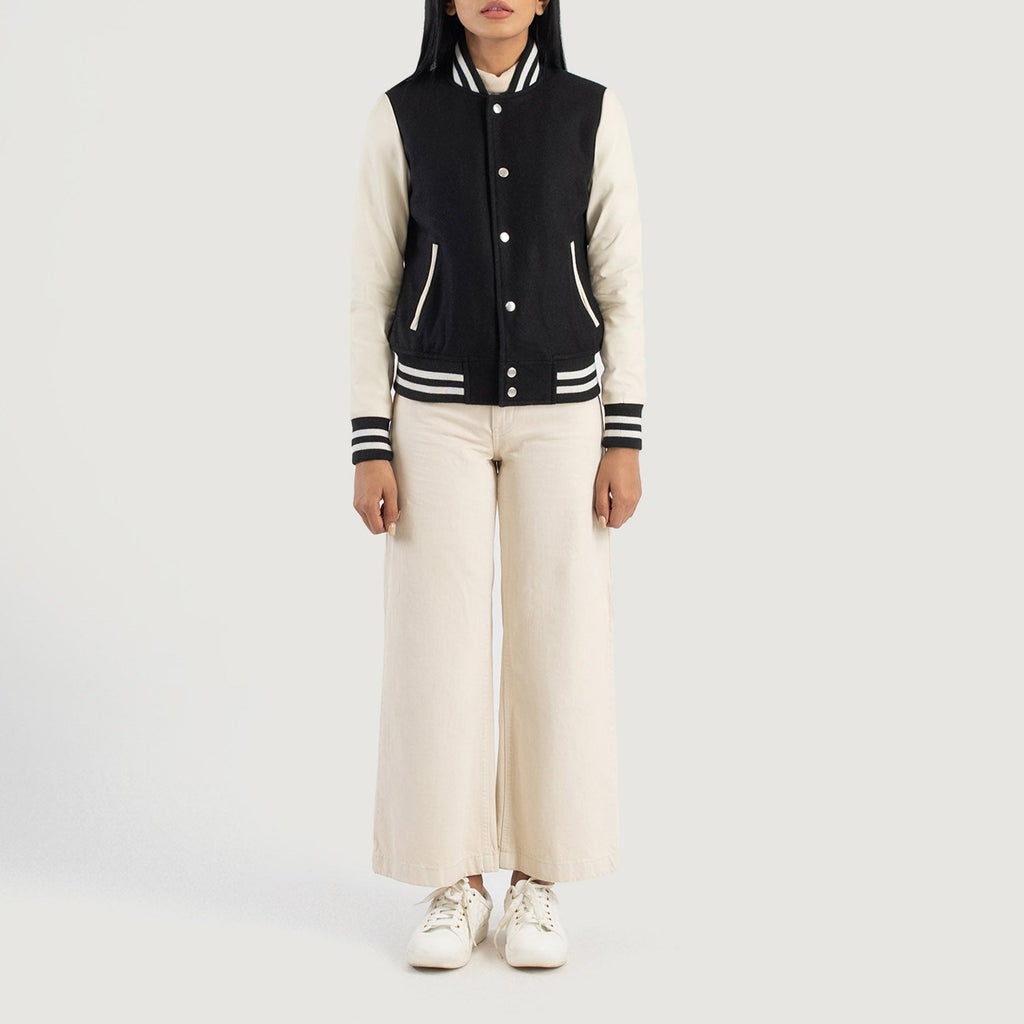 Savant Black and White Hybrid Varsity Jacket