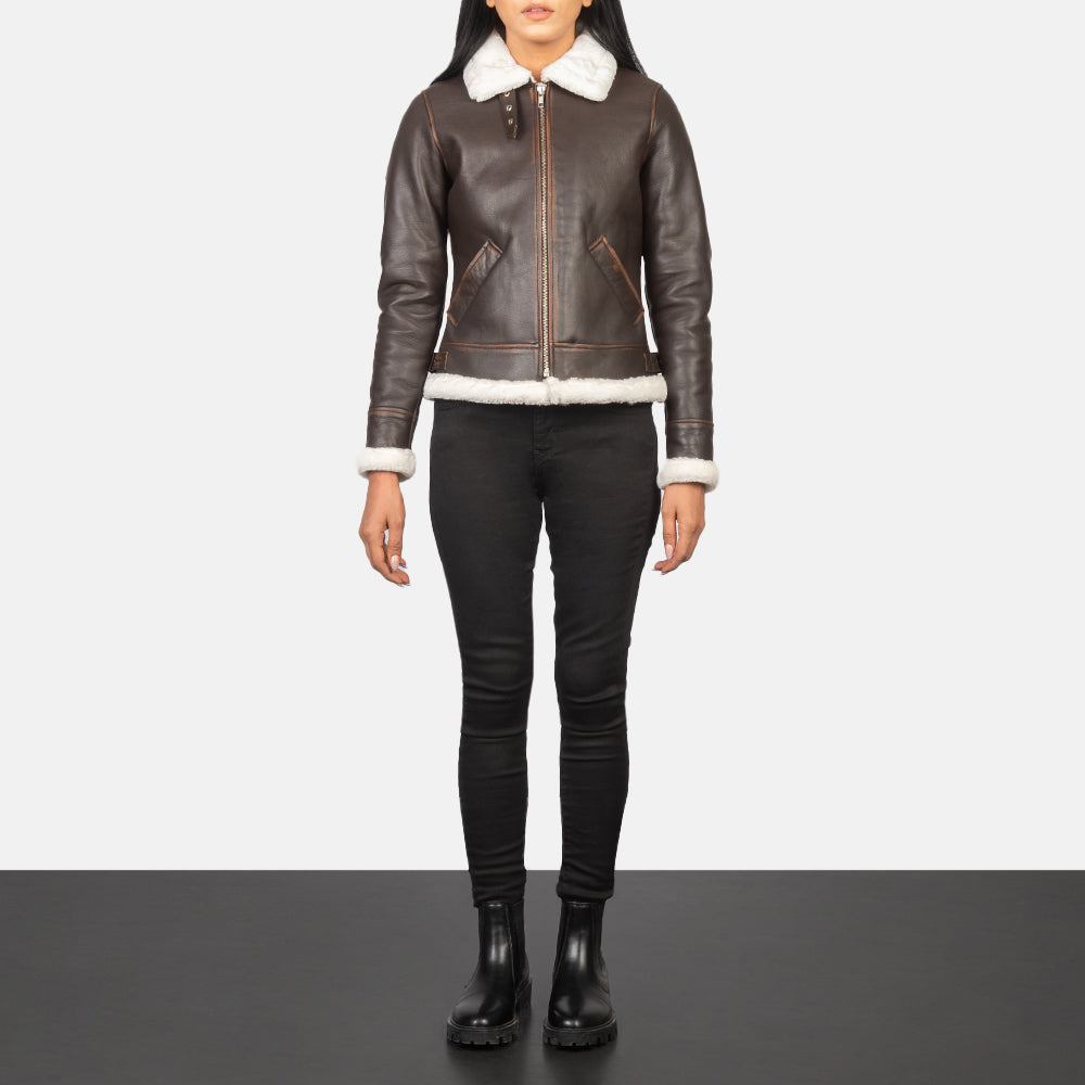 Sherilyn B-3 Brown Goatskin Bomber Jacket