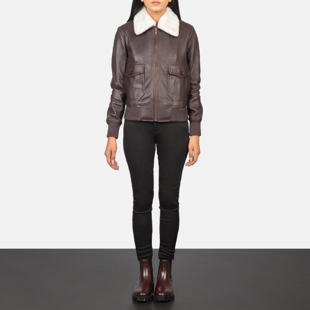 Stella G-1 Maroon Sheepskin Bomber Jacket
