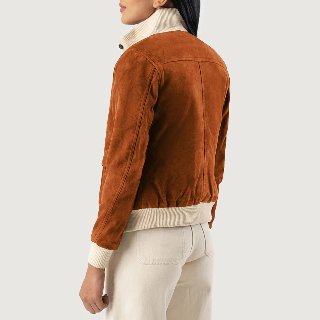 Sasha A1 Brown Goatskin Suede Bomber Jacket