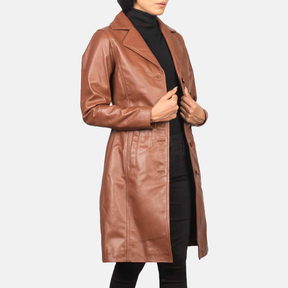 Alexis Brown Cowhide Single Breasted Leather Coat