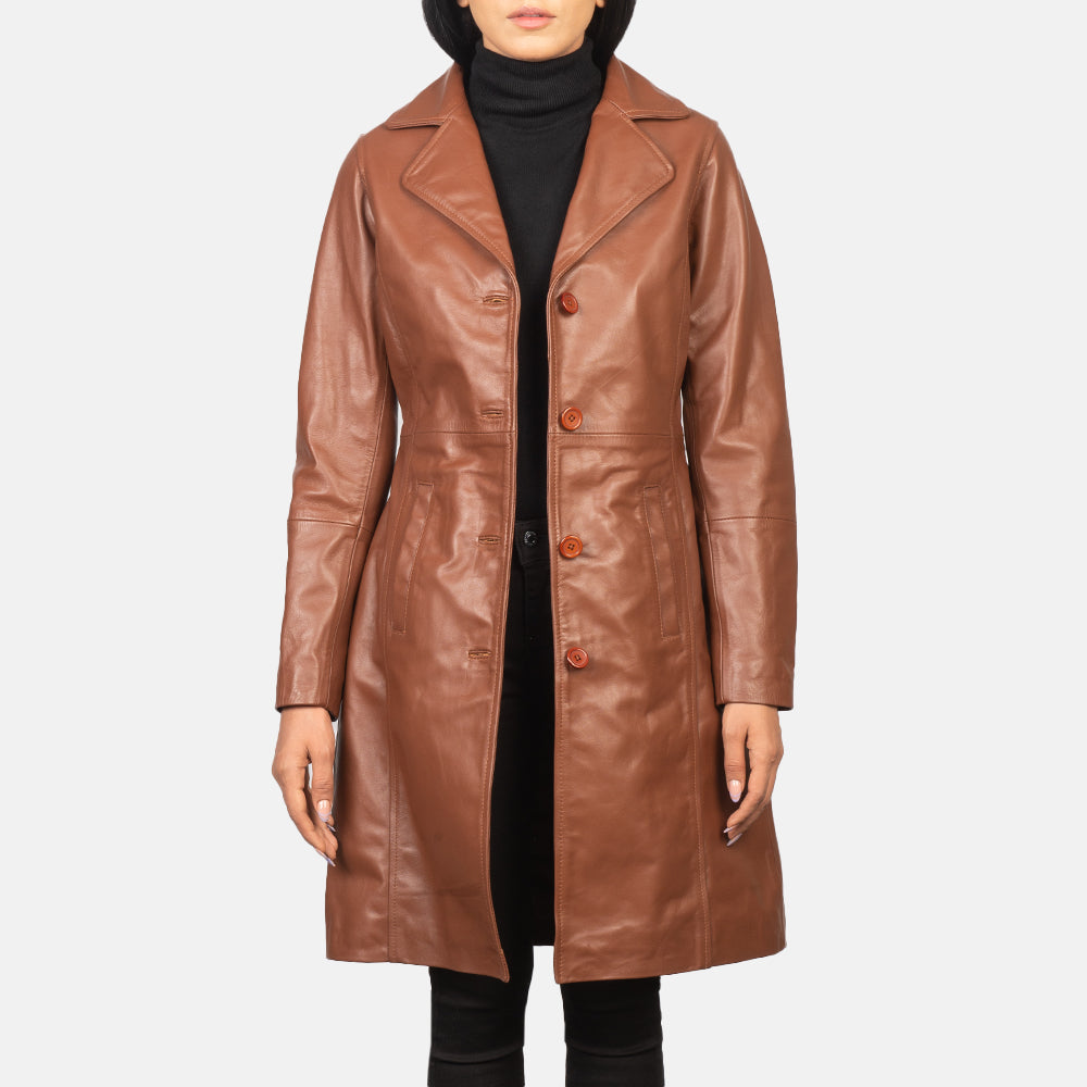 Alexis Brown Cowhide Single Breasted Leather Coat