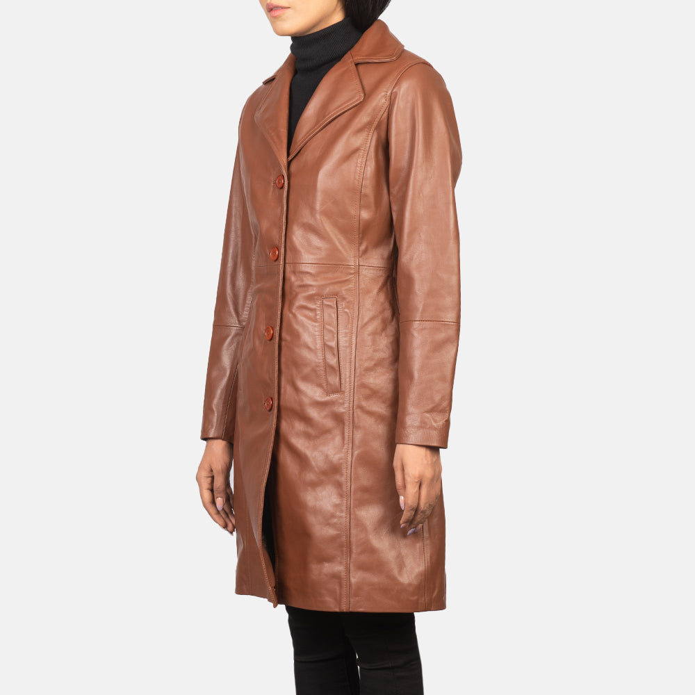 Alexis Brown Cowhide Single Breasted Leather Coat