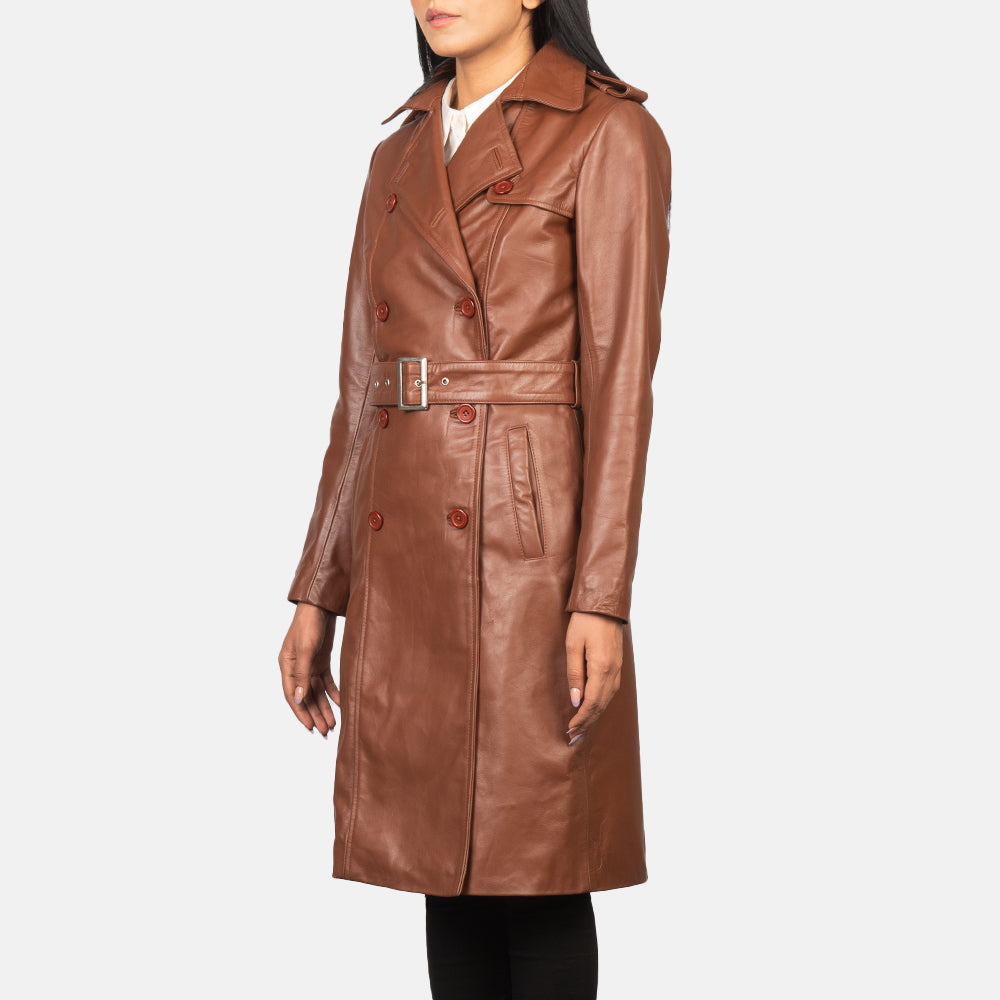 Alice Brown Cowhide Double Breasted Leather Coat