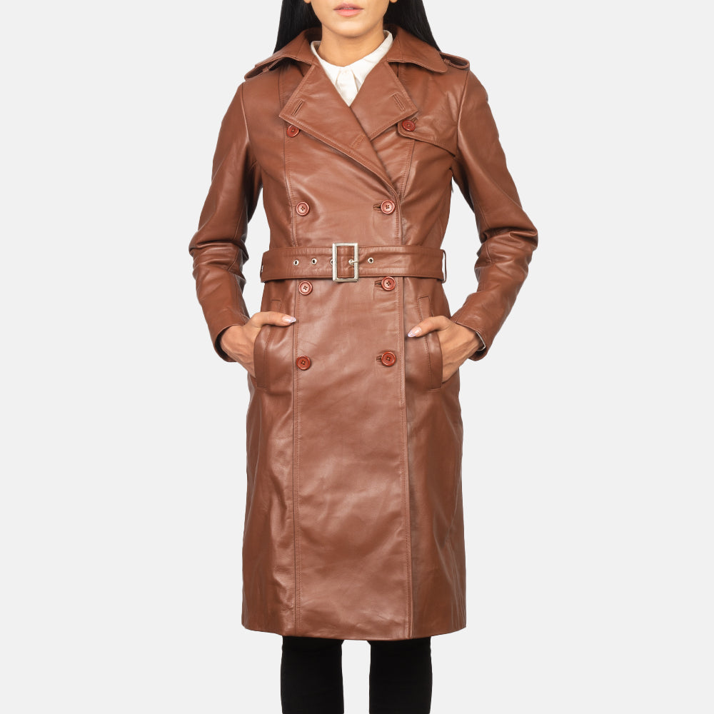 Alice Brown Cowhide Double Breasted Leather Coat