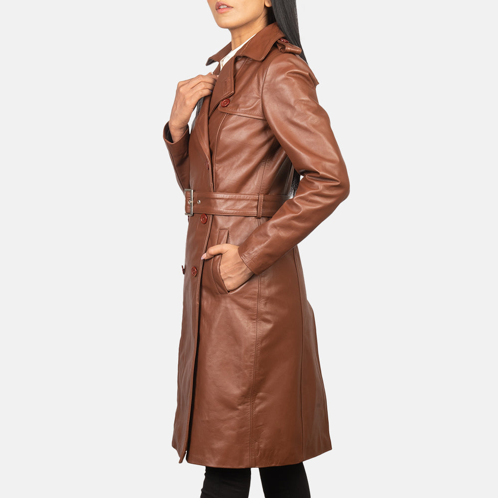 Alice Brown Cowhide Double Breasted Leather Coat
