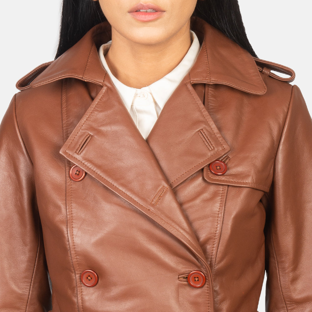 Alice Brown Cowhide Double Breasted Leather Coat
