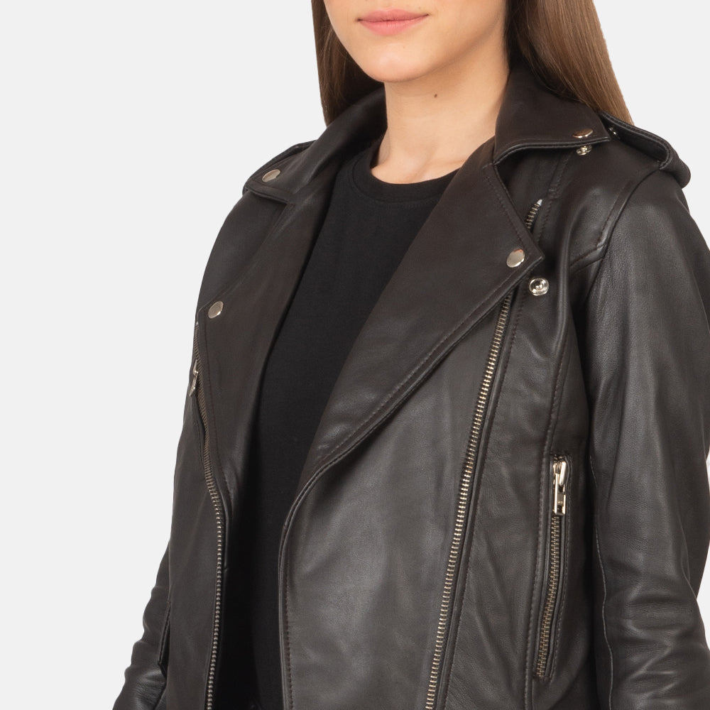 Alison Brown Semi-Aniline Sheepskin Belted Moto Jacket