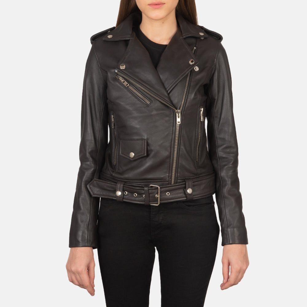 Alison Brown Semi-Aniline Sheepskin Belted Moto Jacket