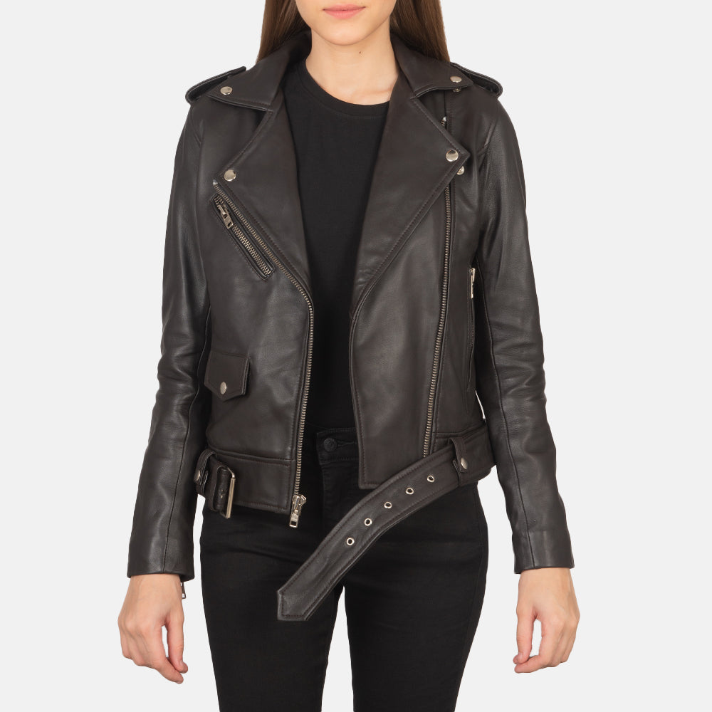 Alison Brown Semi-Aniline Sheepskin Belted Moto Jacket