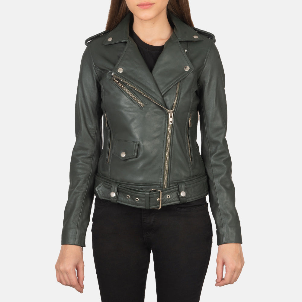 Alison Green Semi-Aniline Sheepskin Belted Moto Jacket