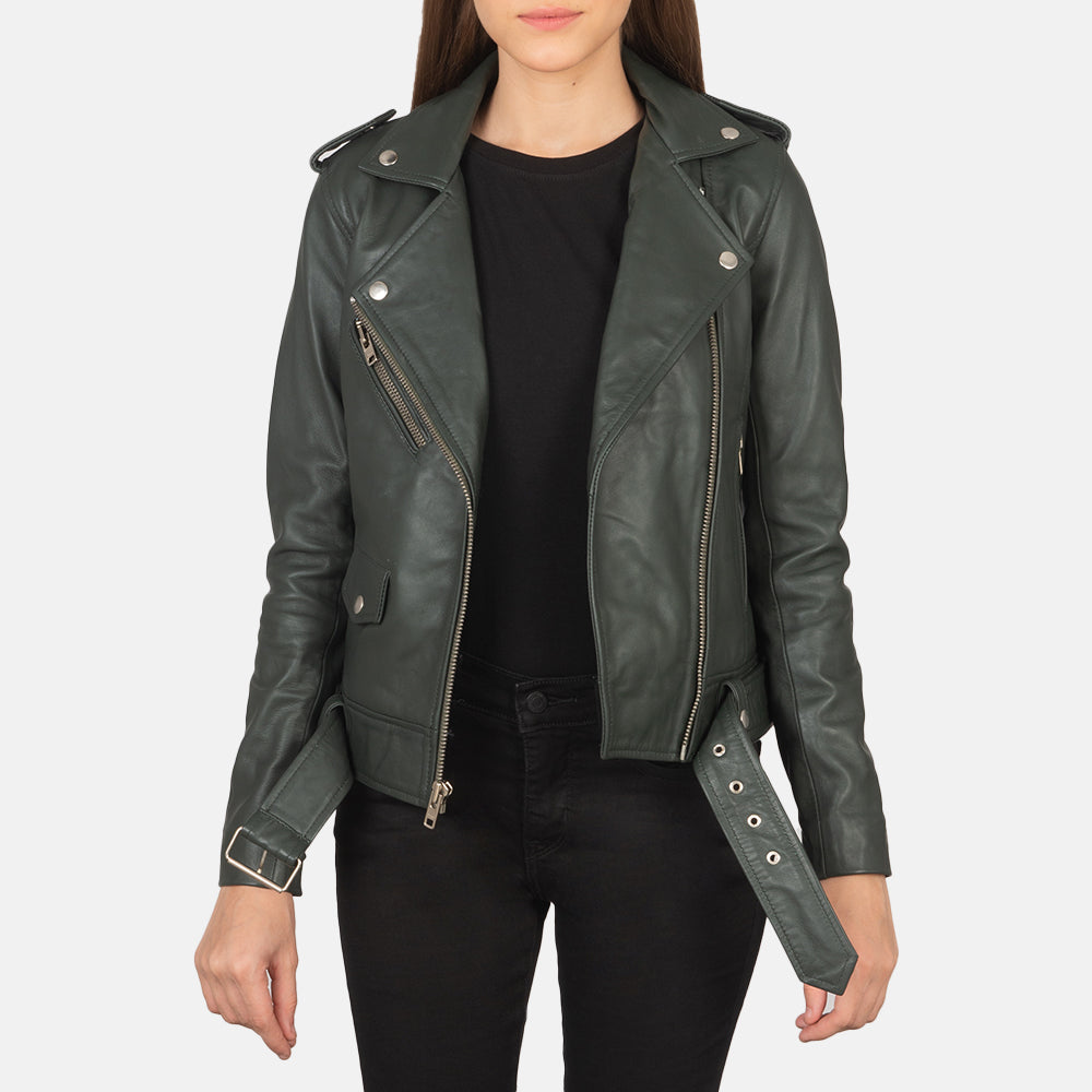 Alison Green Semi-Aniline Sheepskin Belted Moto Jacket