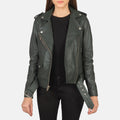 Alison Green Semi-Aniline Sheepskin Belted Moto Jacket
