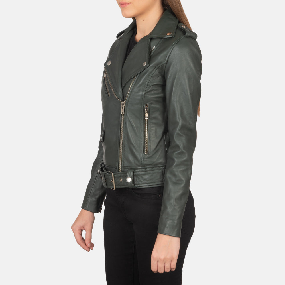 Alison Green Semi-Aniline Sheepskin Belted Moto Jacket