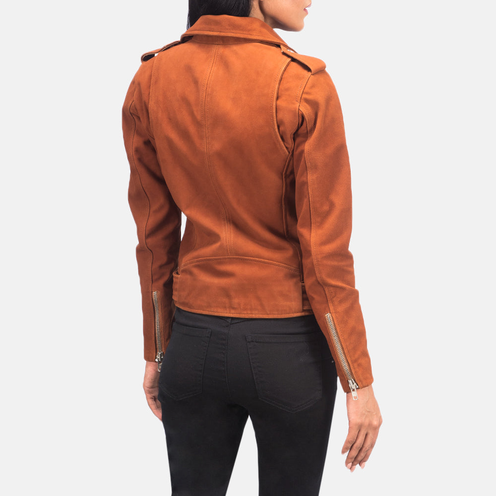 Alison Brown Suede Goatskin Belted Moto Jacket