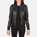 Ava MA-1 Black Semi-Aniline Sheepskin Bomber Jacket