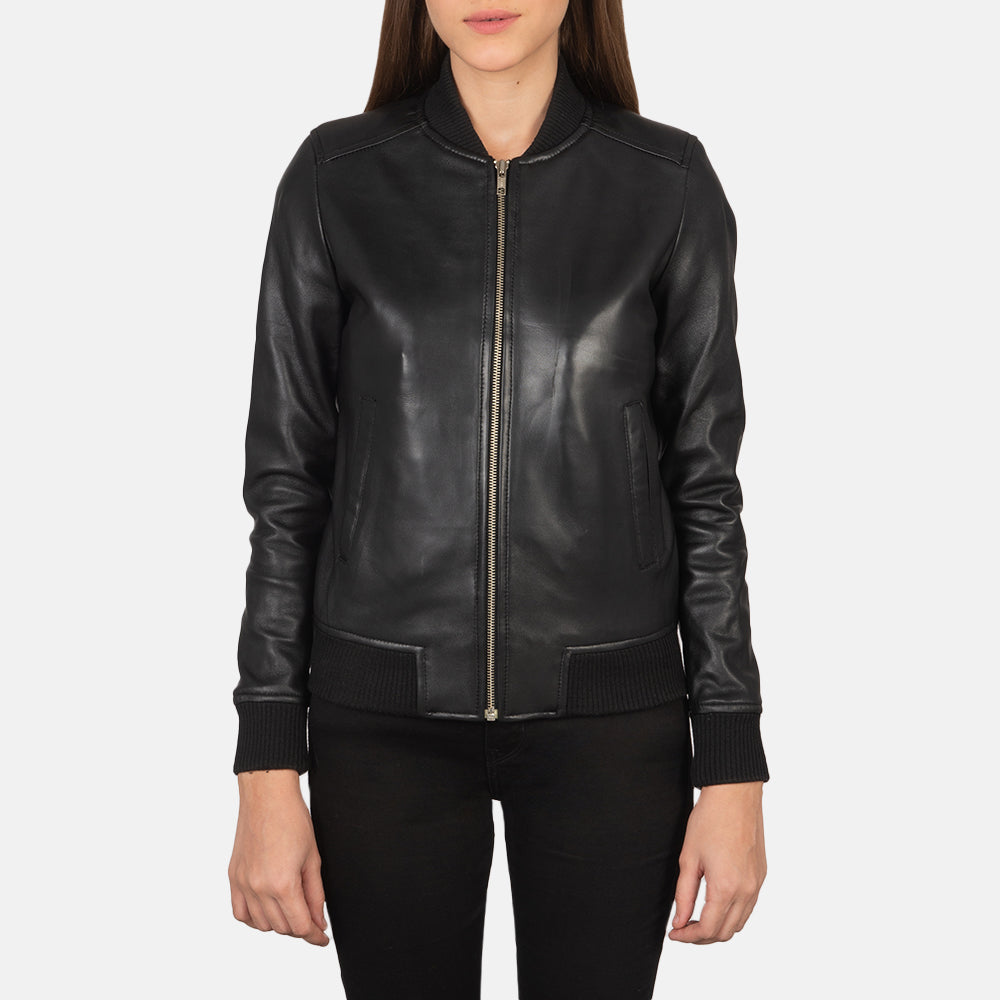 Bliss Black Semi-Aniline Sheepskin Bomber Jacket