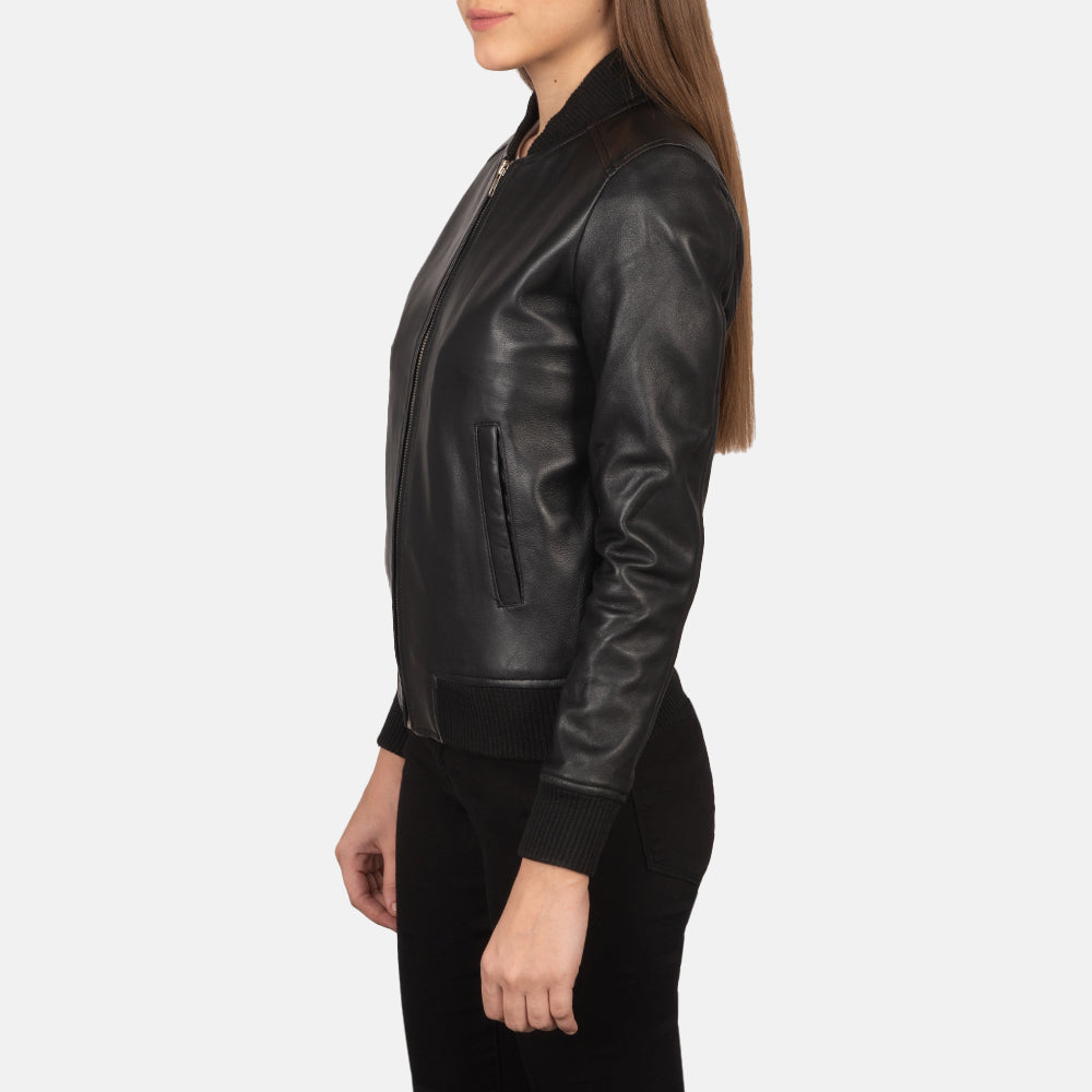 Bliss Black Semi-Aniline Sheepskin Bomber Jacket
