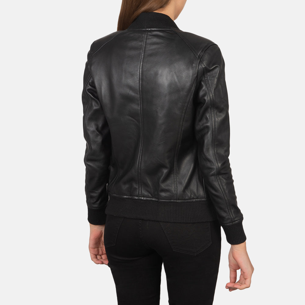 Bliss Black Semi-Aniline Sheepskin Bomber Jacket