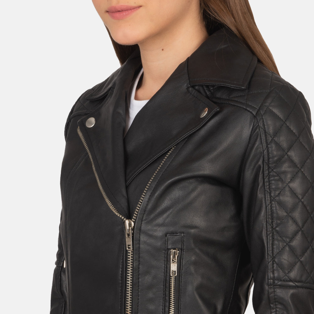 Carolyn Quilted Black Moto Jacket