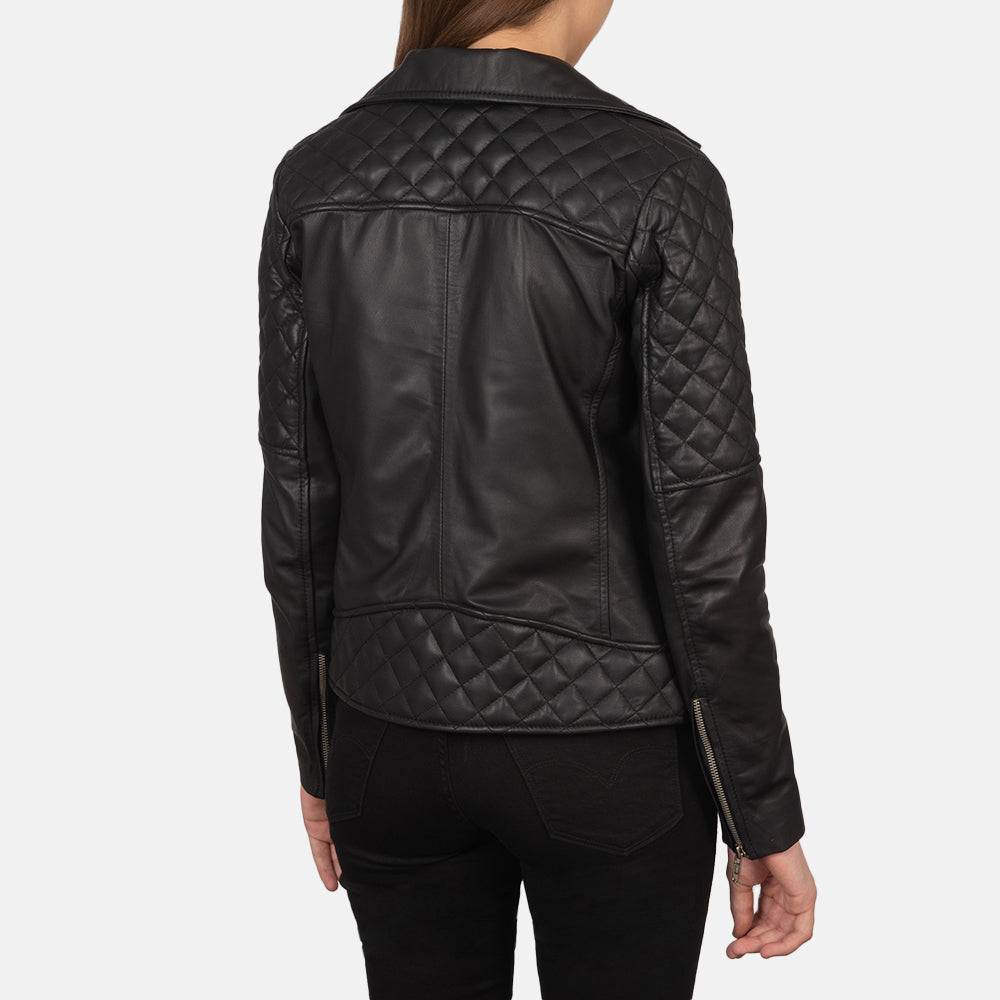Carolyn Quilted Black Moto Jacket