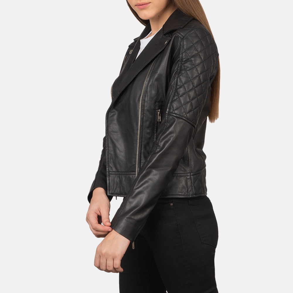 Carolyn Quilted Black Moto Jacket
