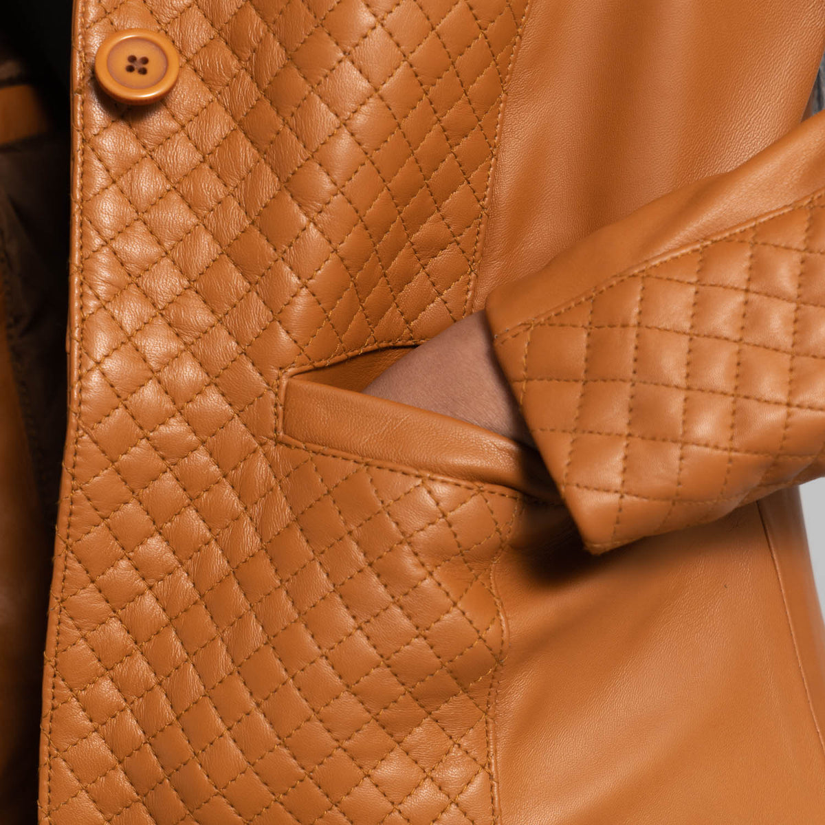 Cora Quilted Brown Sheepskin Leather Blazer
