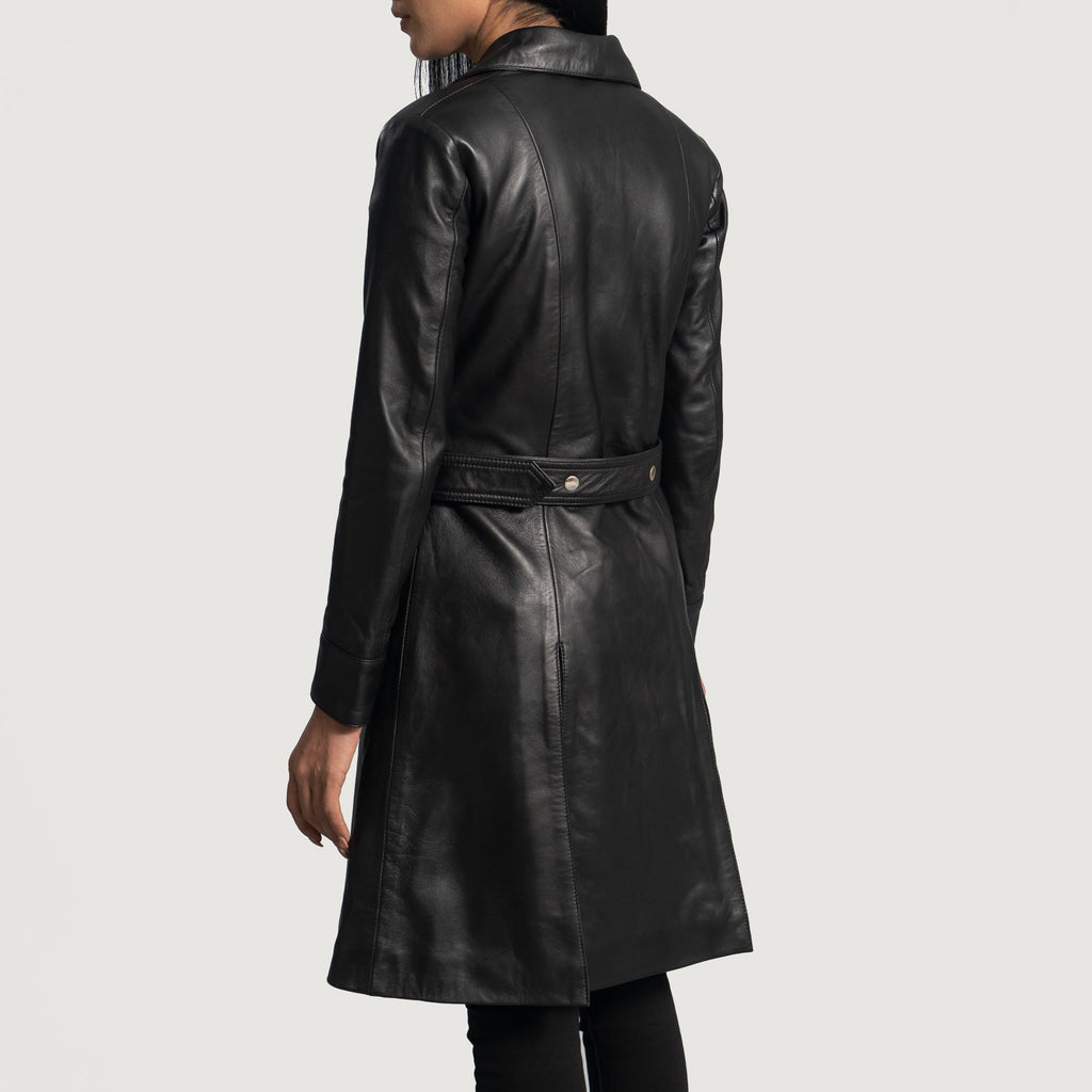 Moonlight Black Sheepskin Trench Coat