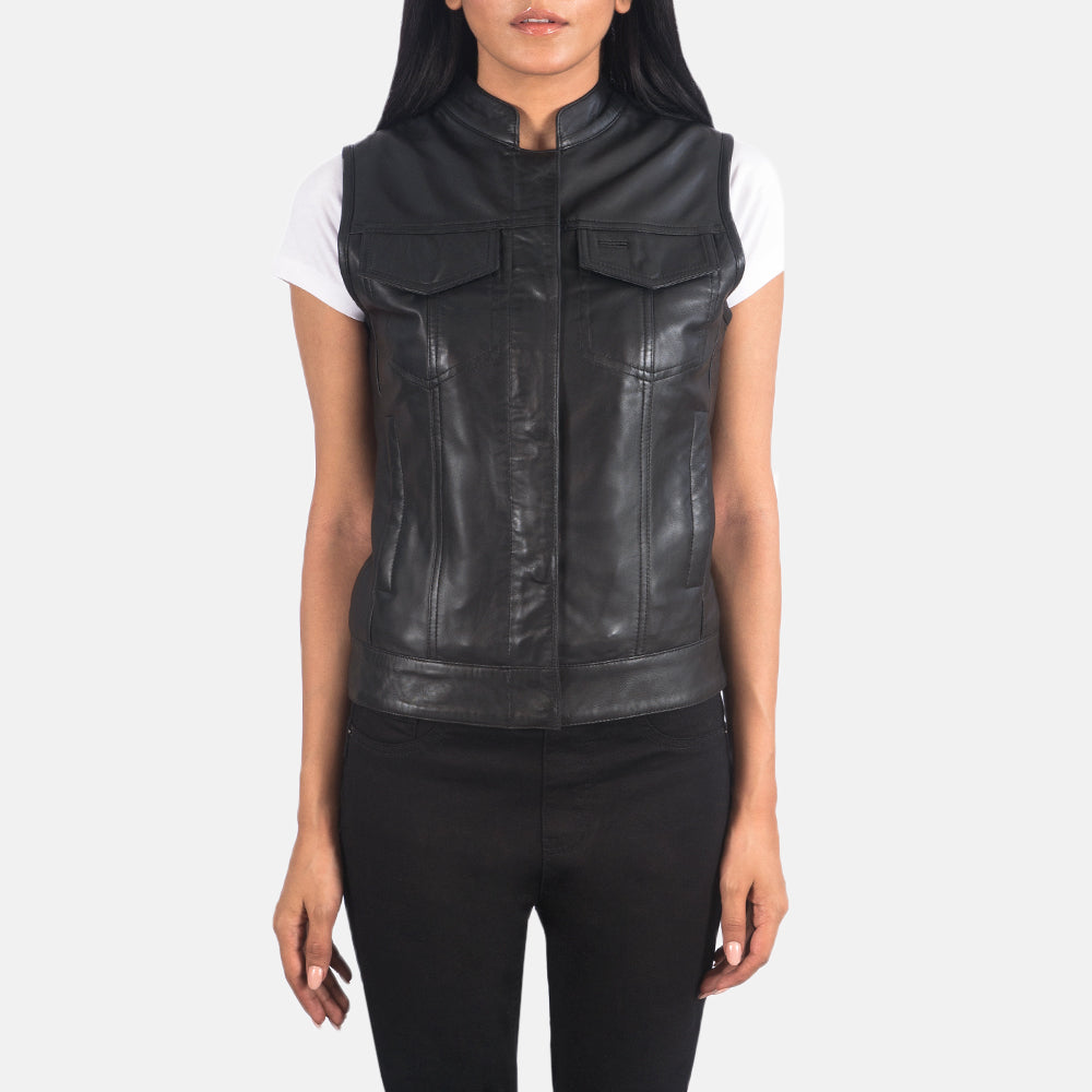Rayne Moto Black Sheepskin Leather Vest
