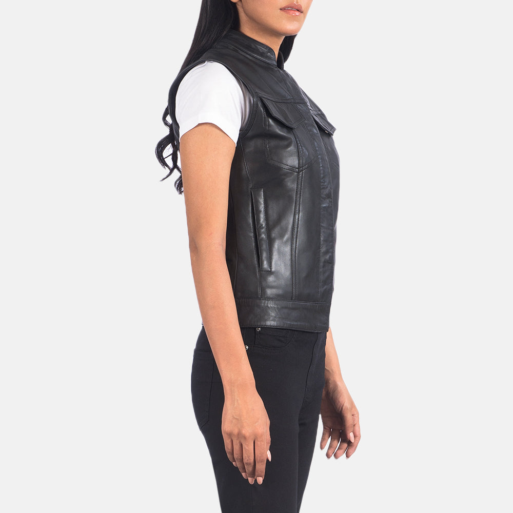Rayne Moto Black Sheepskin Leather Vest