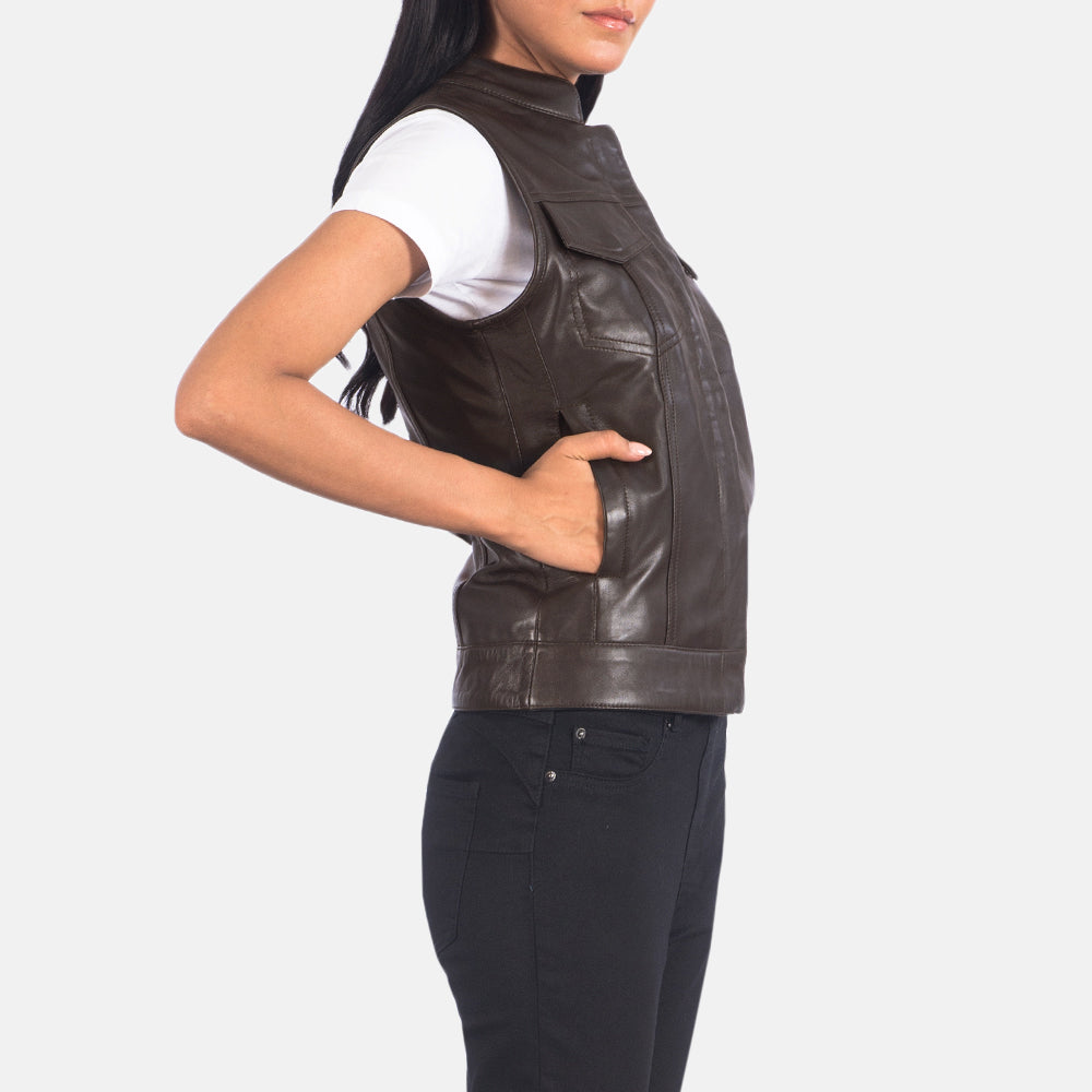 Rayne Moto Brown Sheepskin Leather Vest