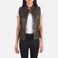 Rayne Moto Brown Sheepskin Leather Vest