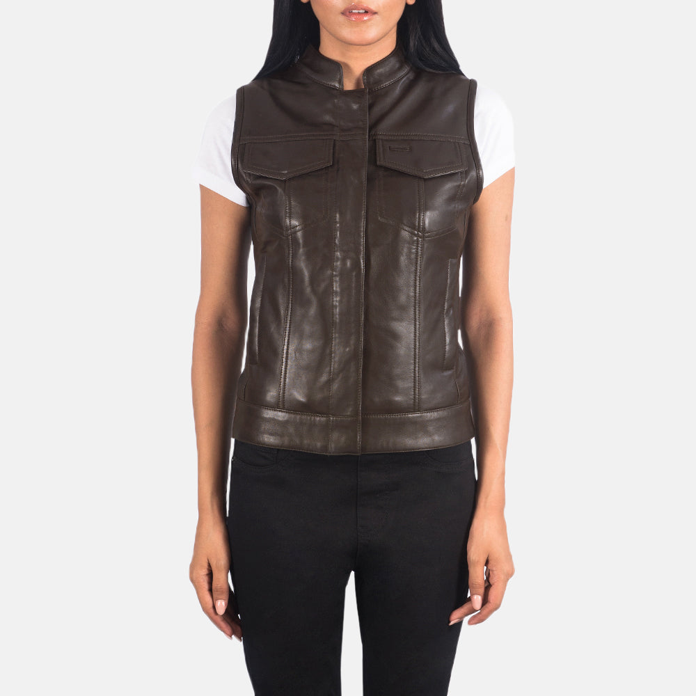 Rayne Moto Brown Sheepskin Leather Vest