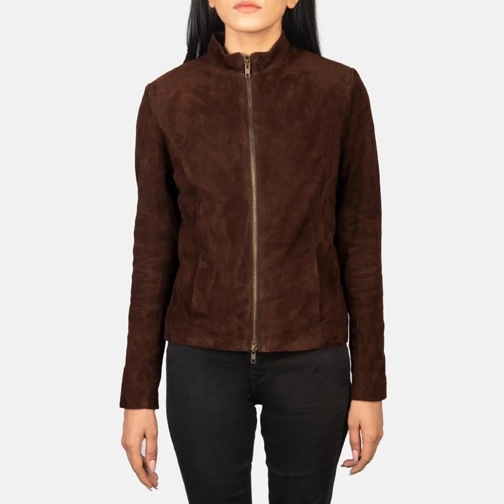 Rumella Mocha Goatskin Suede Biker Jacket