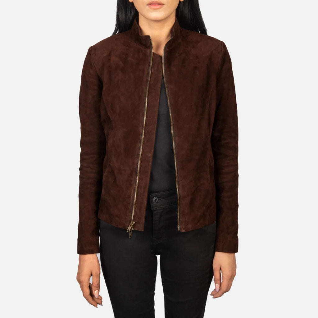 Rumella Mocha Goatskin Suede Biker Jacket