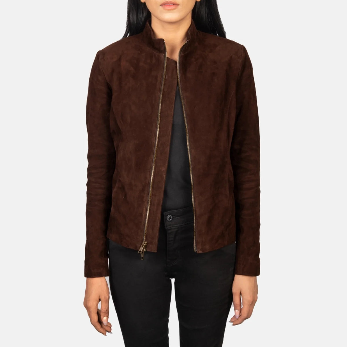 Rumella Mocha Goatskin Suede Biker Jacket
