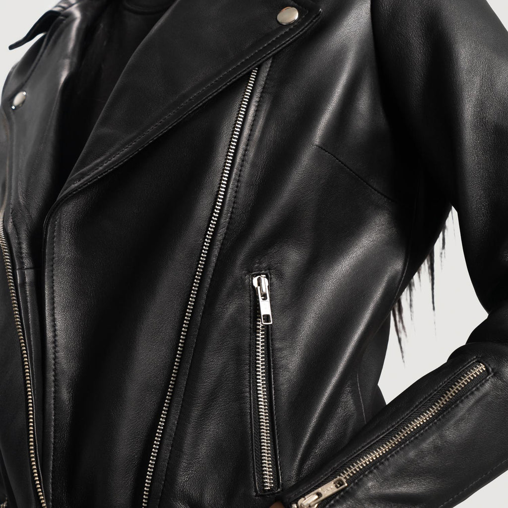 Rumy Black Sheepskin Biker Jacket