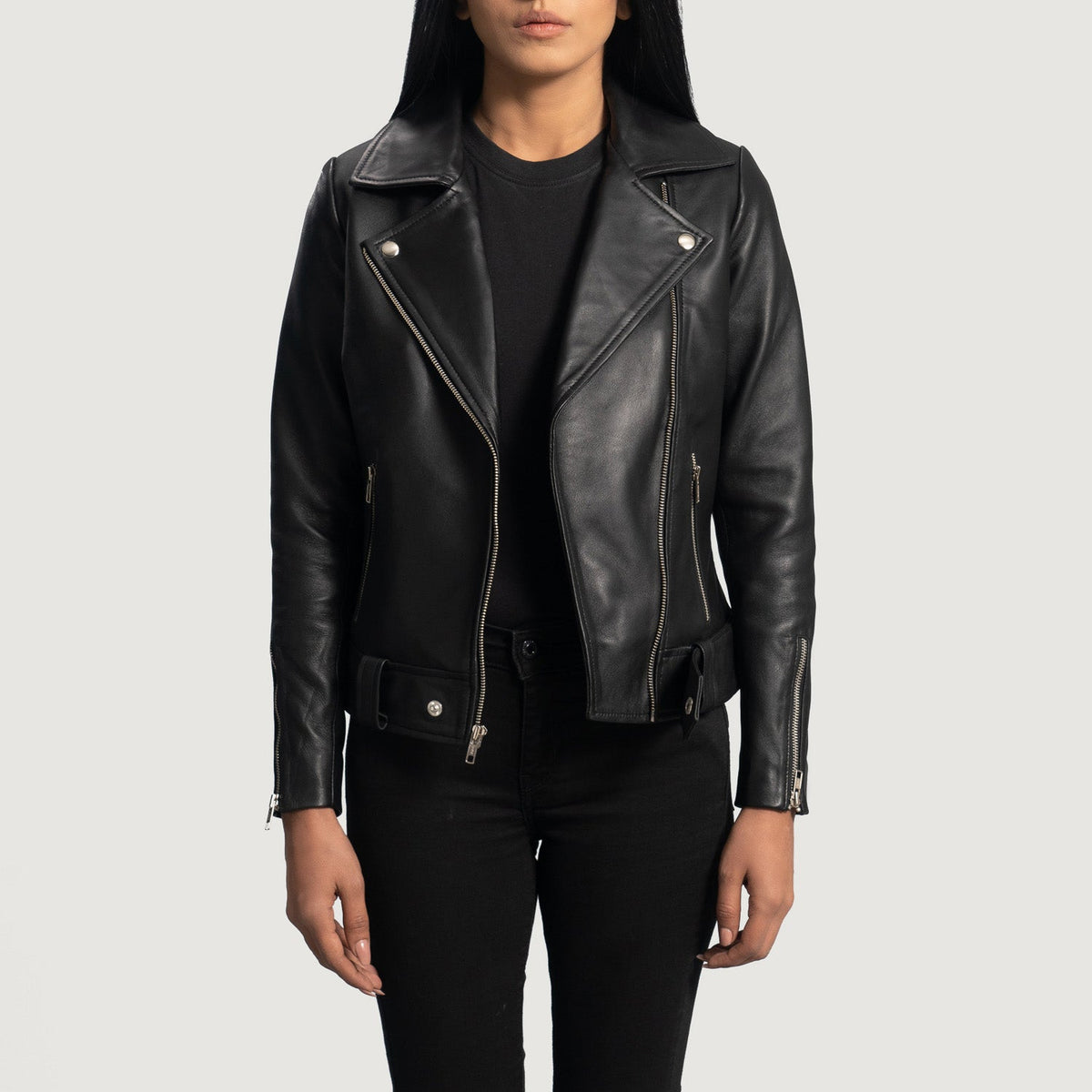 Rumy Black Sheepskin Biker Jacket