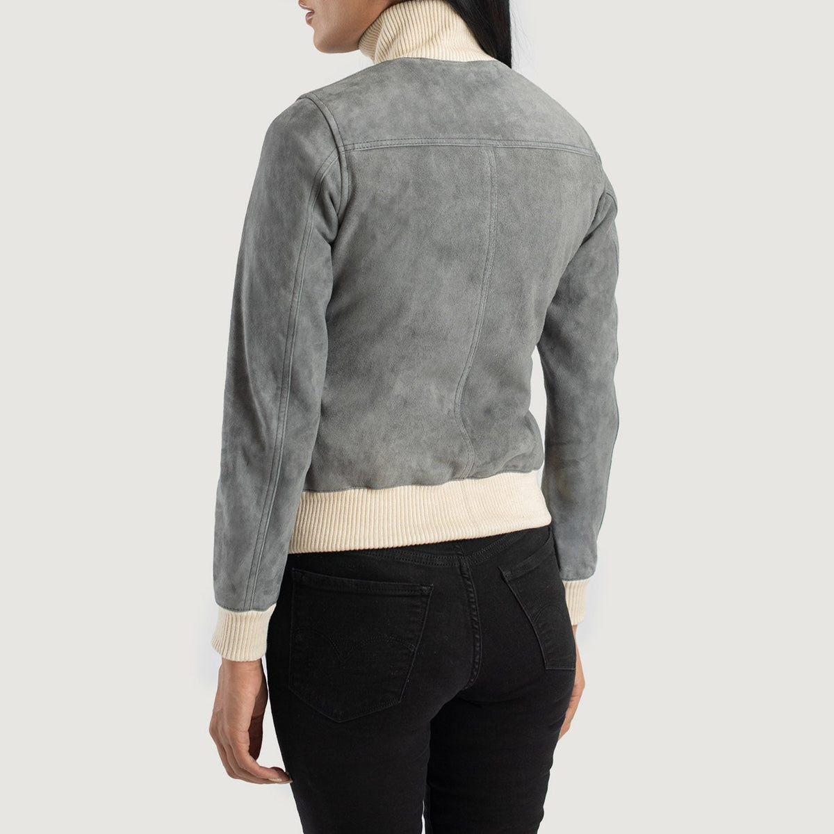 Sasha A1 Grey Goatskin Suede Bomber Jacket