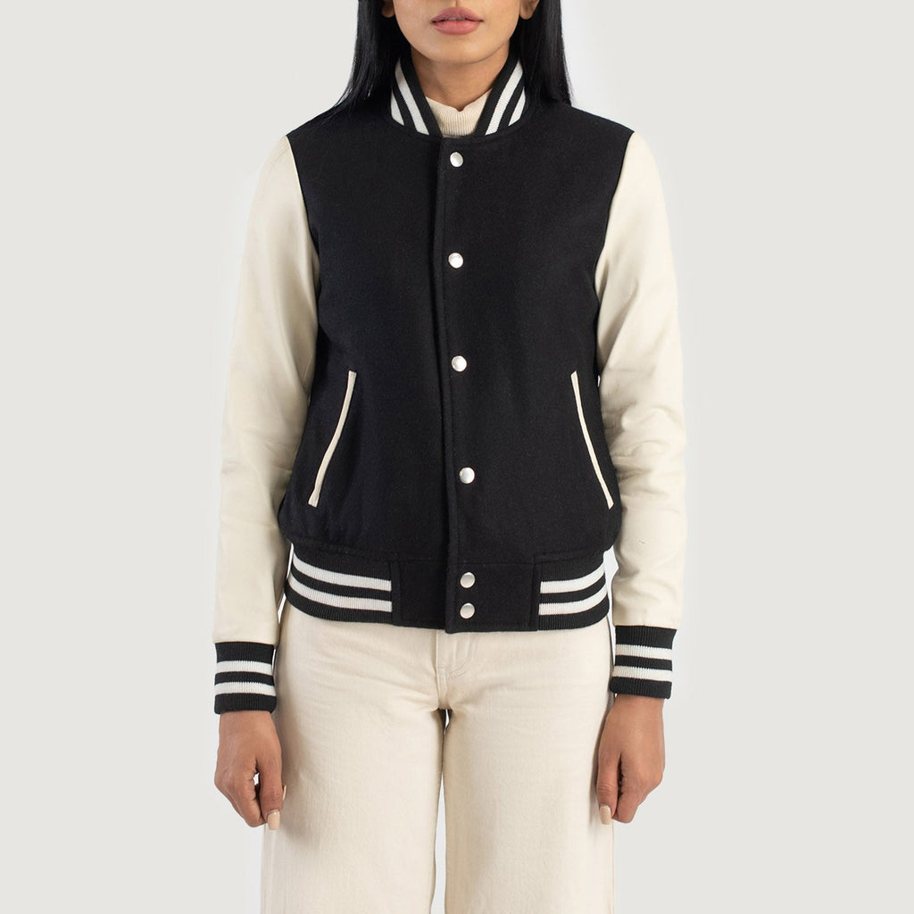 Savant Black and White Hybrid Varsity Jacket